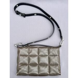 AllSaints Sheep Leather Eve Quilt Crossbody Messenger Bag Olive